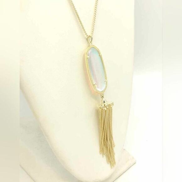 Kendra Scott Rayne Gold Long Pendant Necklace in Dichroic Glass new!! - Picture 3 of 16